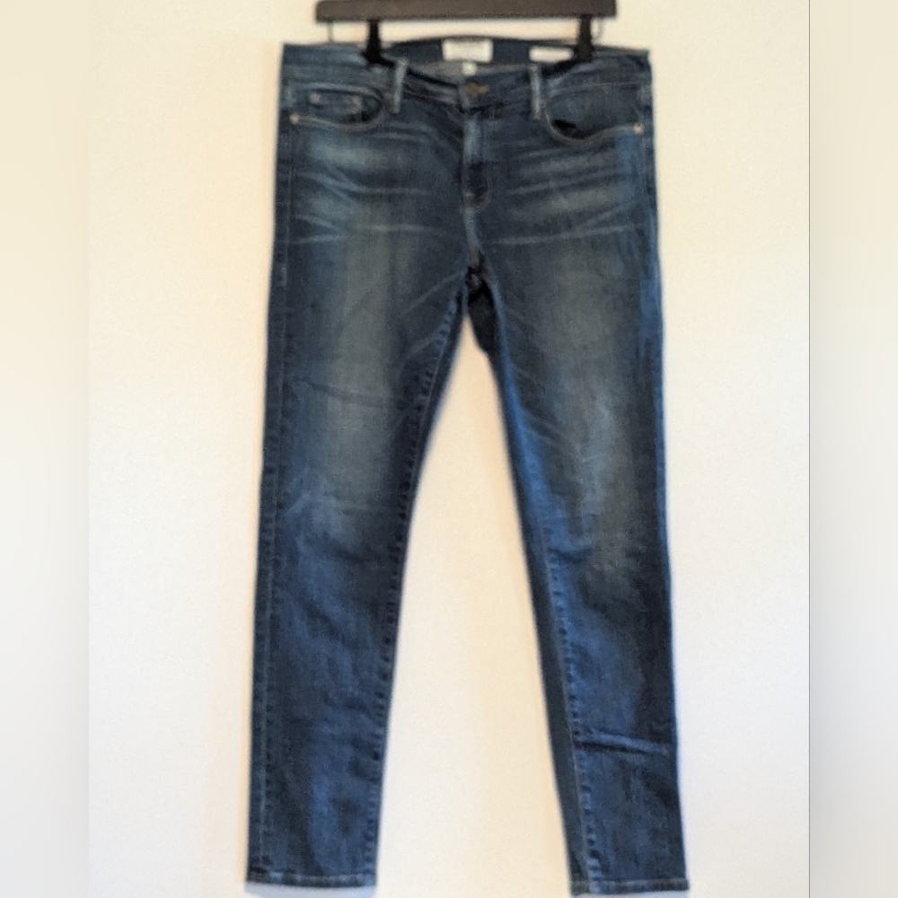 Frame Denim Women's Straight Leg Jeans Dark Blue Le Garcon Excel Used Cond Nice